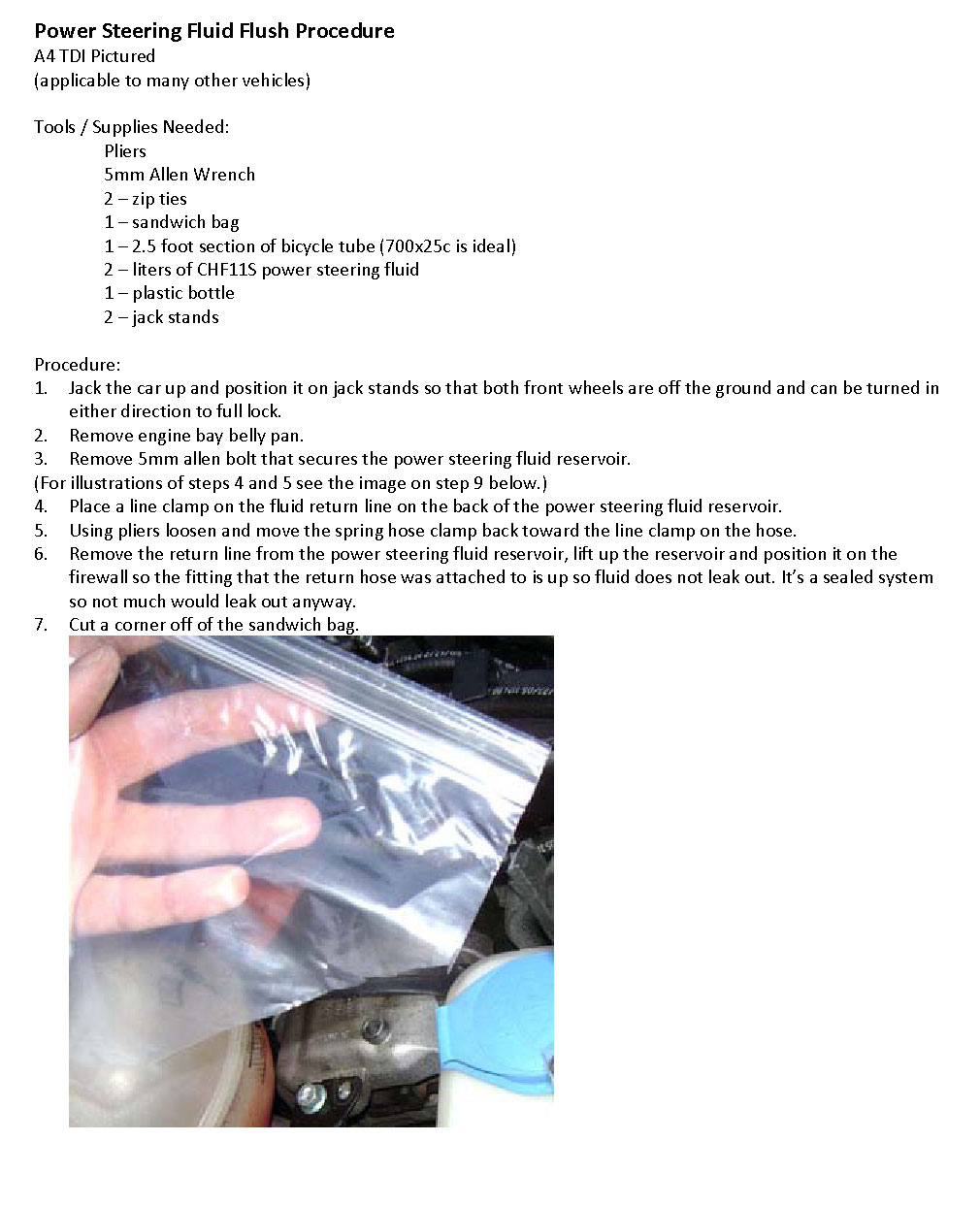How To A4 Power Steering Fluid Flush Procedure Forums