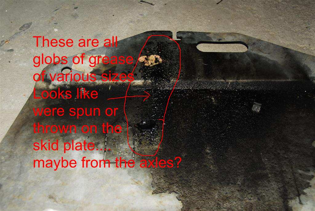Globs of grease appeared on top of my skid plate .. What could it be